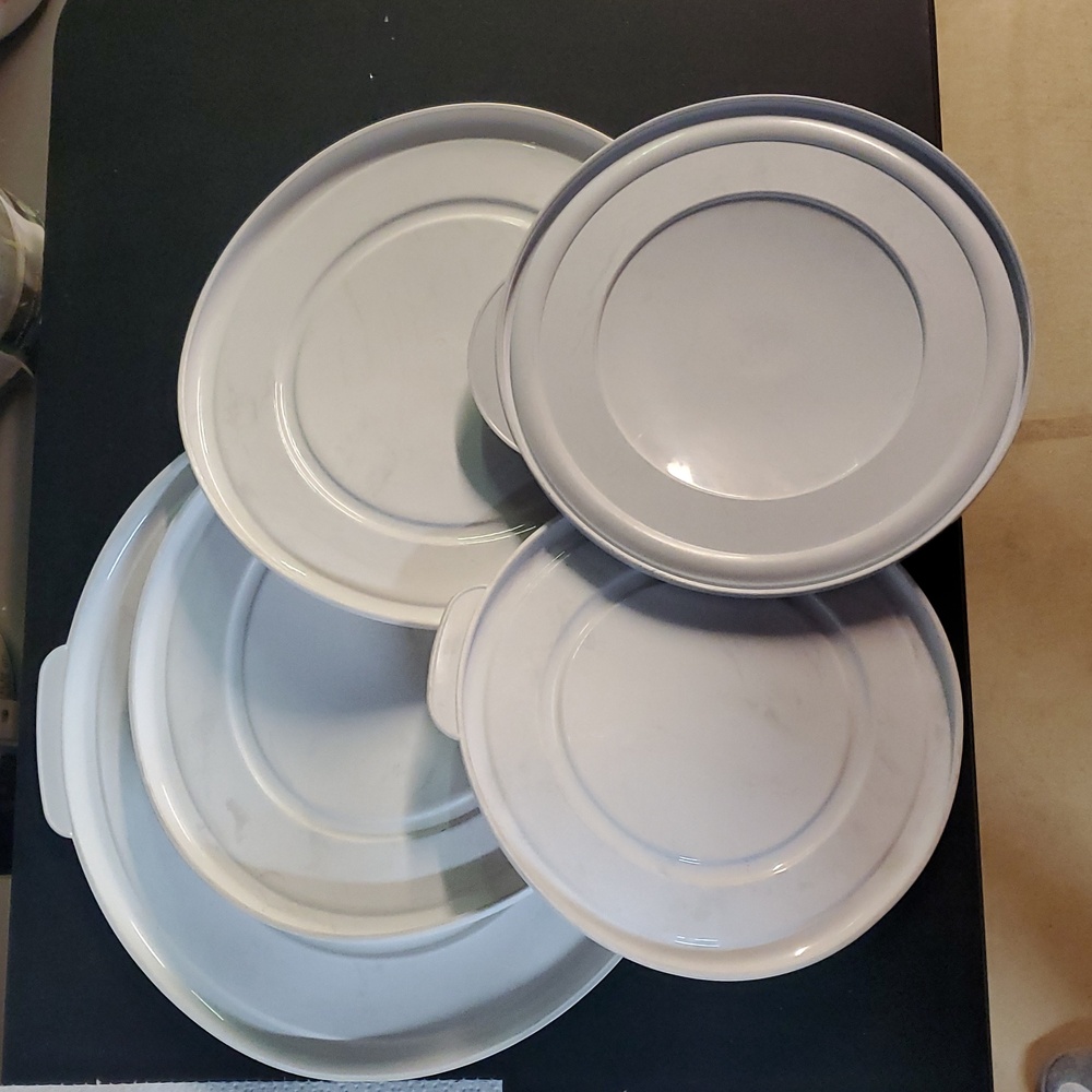 5 White Pampered Chef Lids - Picture 2 of 2